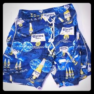 CoronaExtra blue & yellow CoronaBeach boardshorts